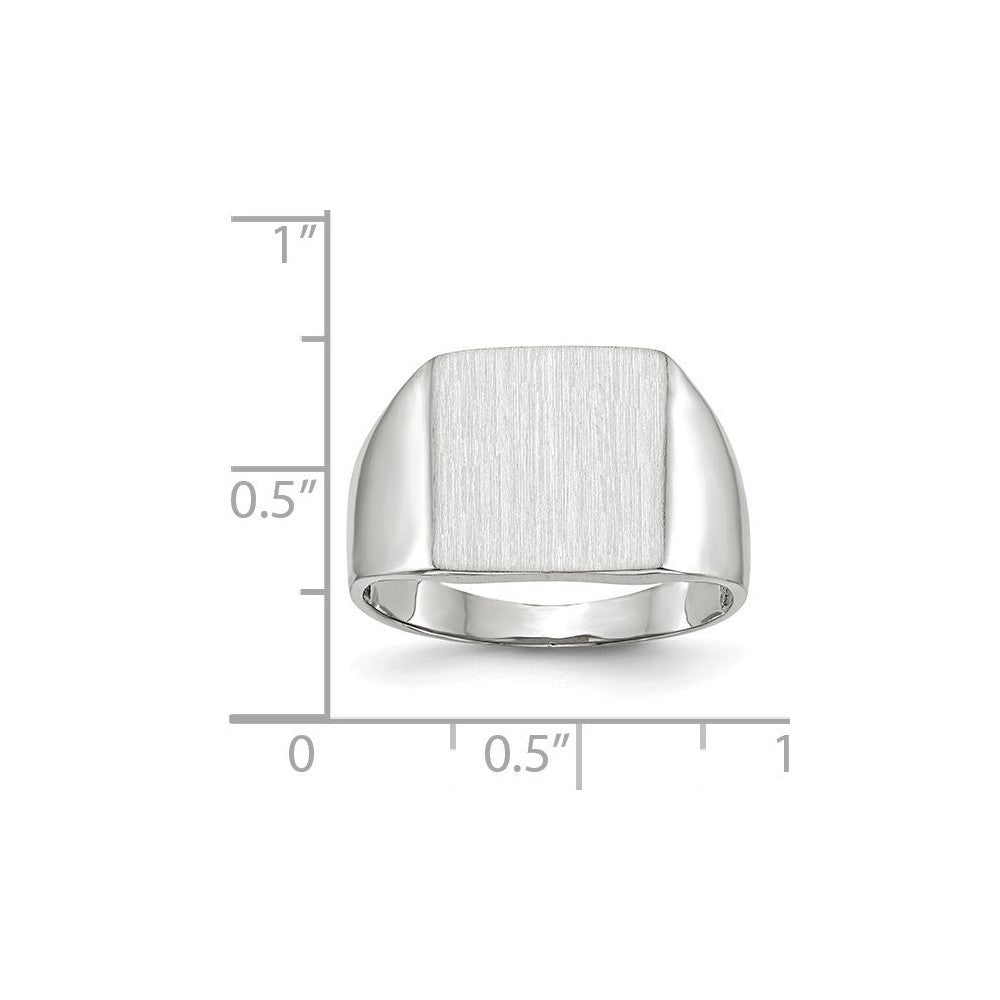 Closed Solid Back Square Top Signet Ring Custom Personalized with Free Engraving Available of Initials or Monogram in Solid 14K White Gold