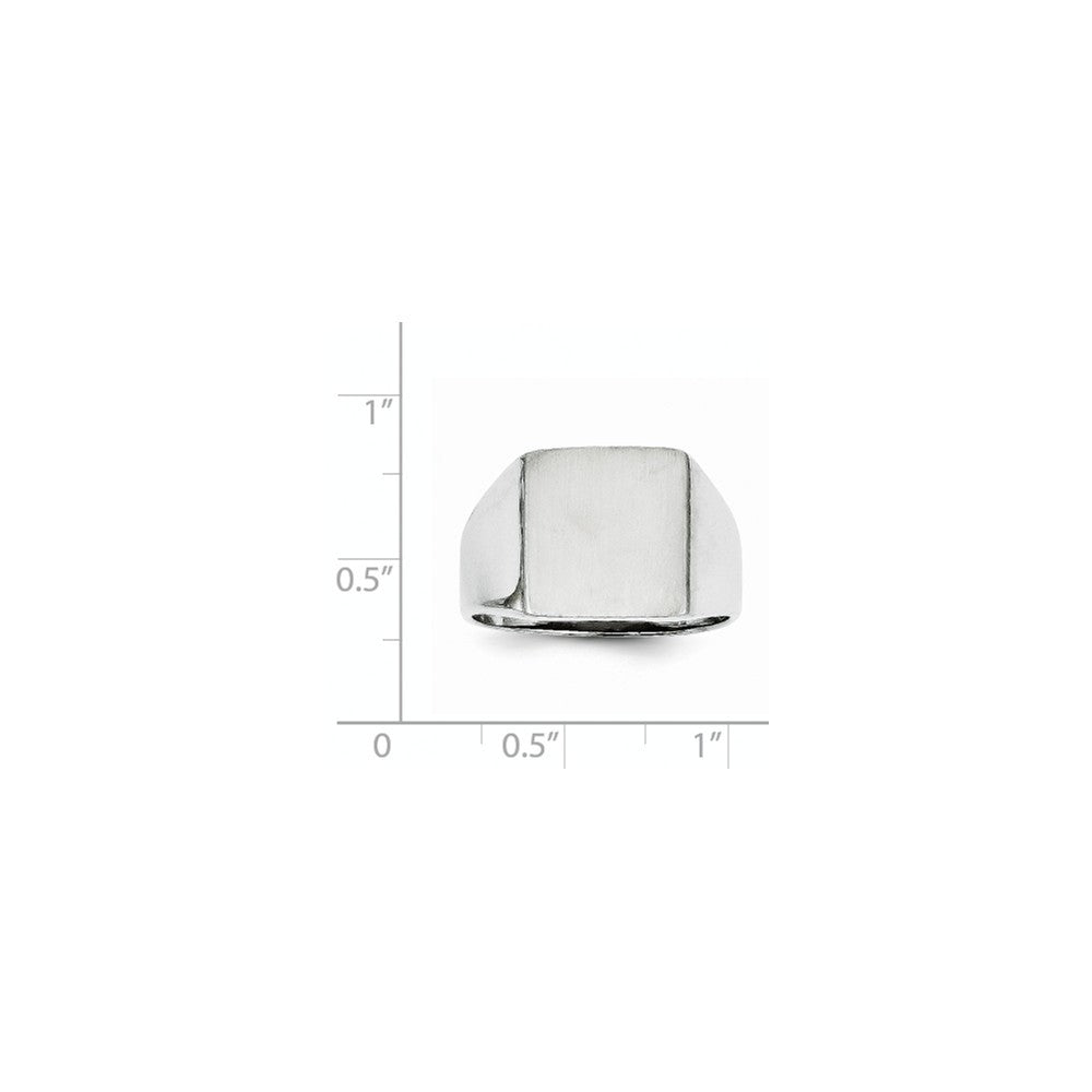 Open Back Square Top Signet Ring Custom Personalized with Free Engraving Available of Initials or Monogram in Solid 14K White Gold