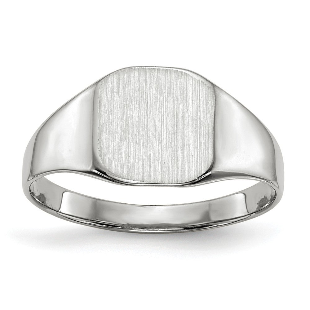 Closed Solid Back Signet Ring Square Shape Custom Personalized with Free Engraving Available of Initials in Solid 14K White Gold