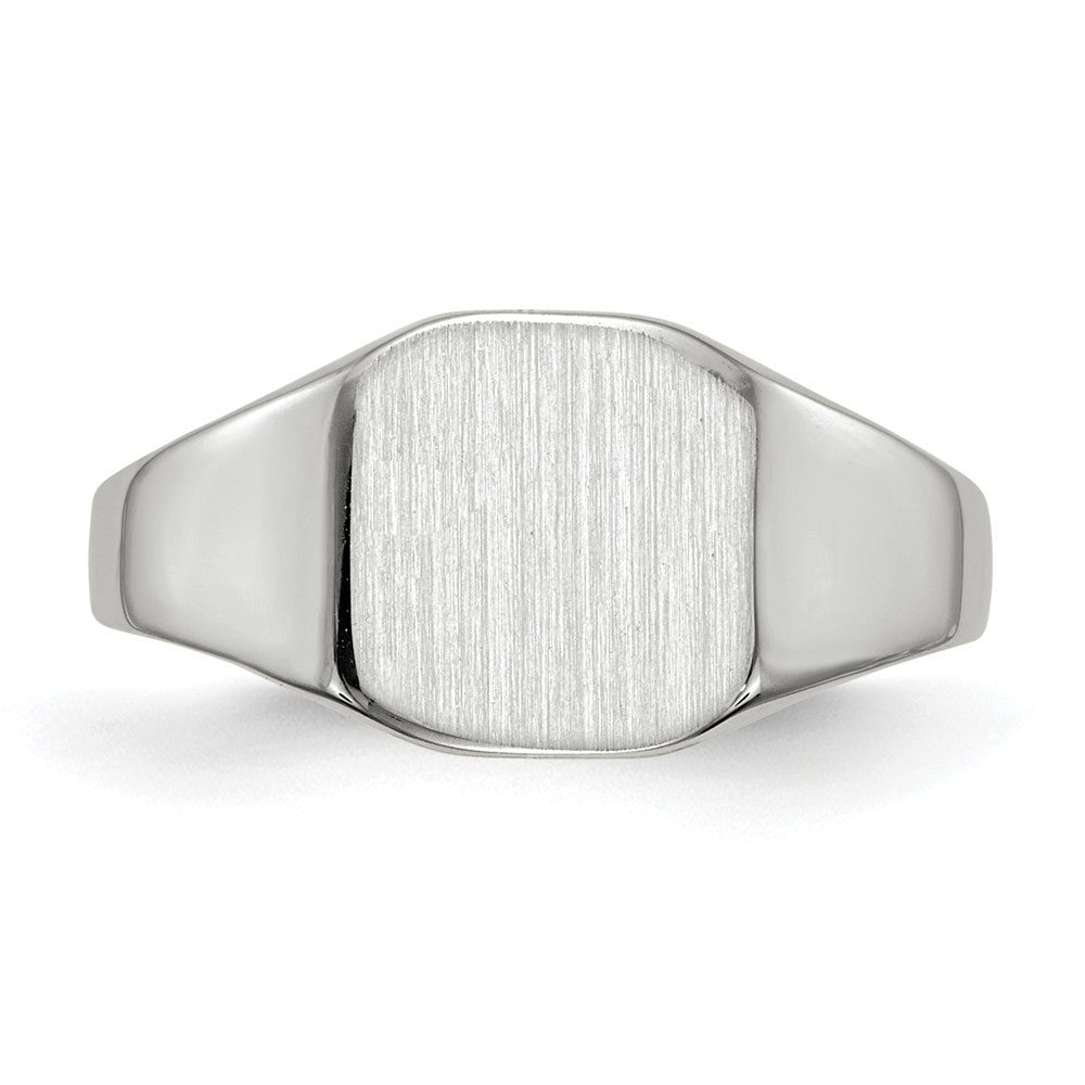 Closed Solid Back Signet Ring Square Shape Custom Personalized with Free Engraving Available of Initials in Solid 14K White Gold