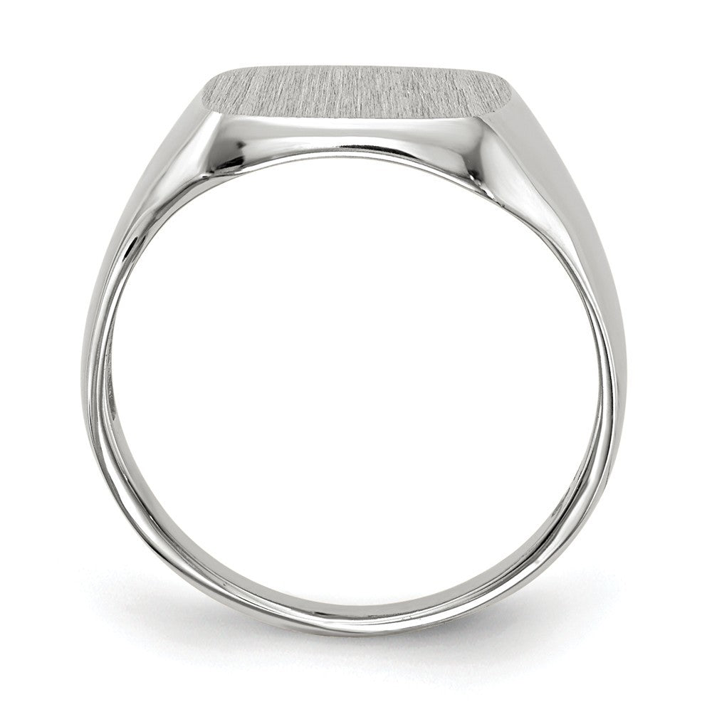 Solid Closed Back Square Top Signet Ring Custom Personalized with Free Engraving Available of Initials or Monogram in Solid 14K White Gold