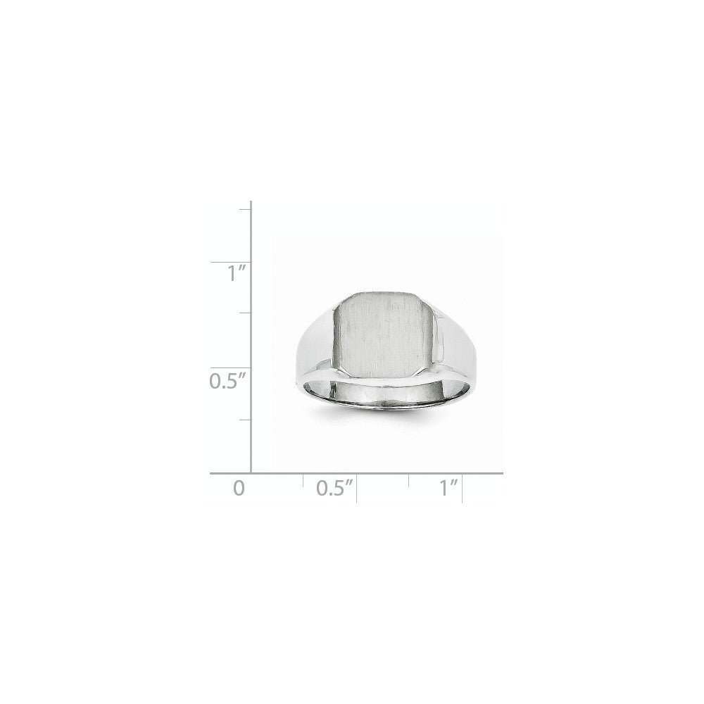 Solid Closed Back Square Top Signet Ring Custom Personalized with Free Engraving Available of Initials or Monogram in Solid 14K White Gold