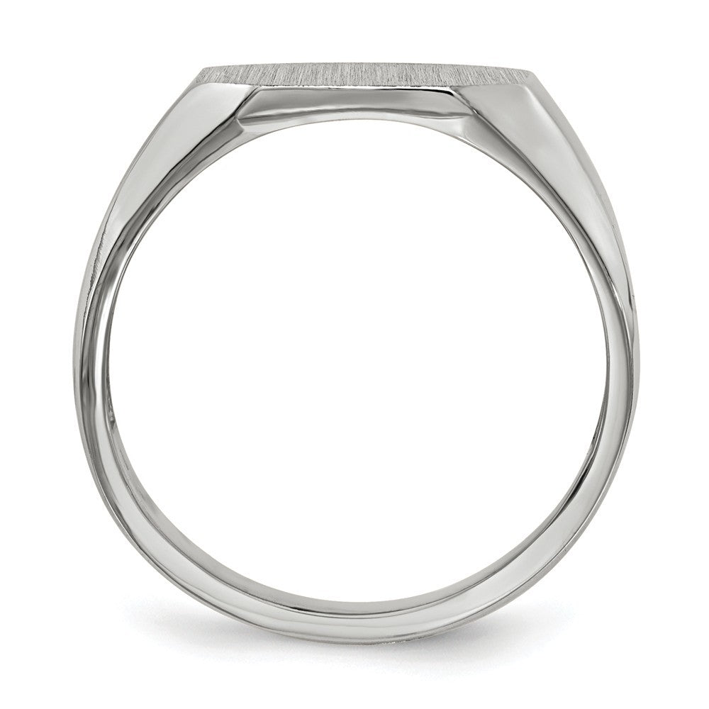 Open Back Square Top Signet Ring Custom Personalized with Free Engraving Available of Initials or Monogram in Solid 14K White Gold