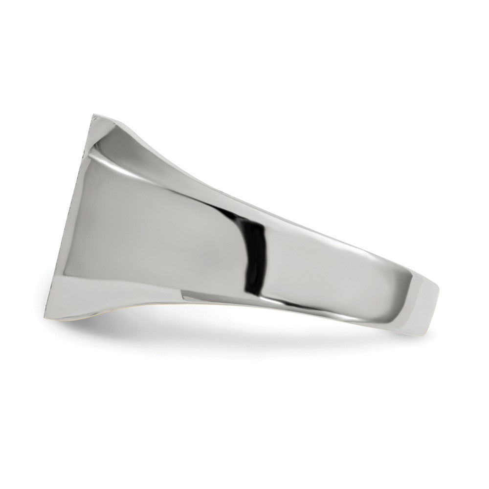 Open Back Square Top Signet Ring Custom Personalized with Free Engraving Available of Initials or Monogram in Solid 14K White Gold