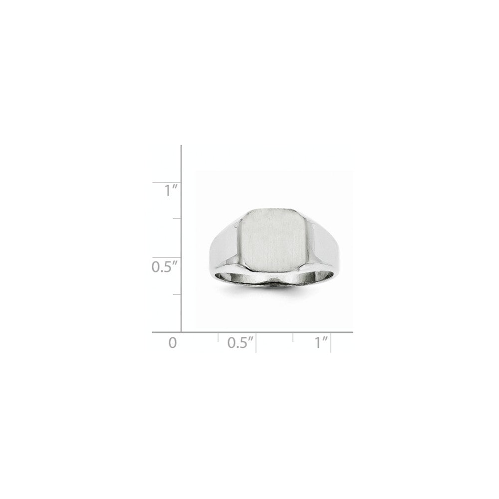 Open Back Square Top Signet Ring Custom Personalized with Free Engraving Available of Initials or Monogram in Solid 14K White Gold