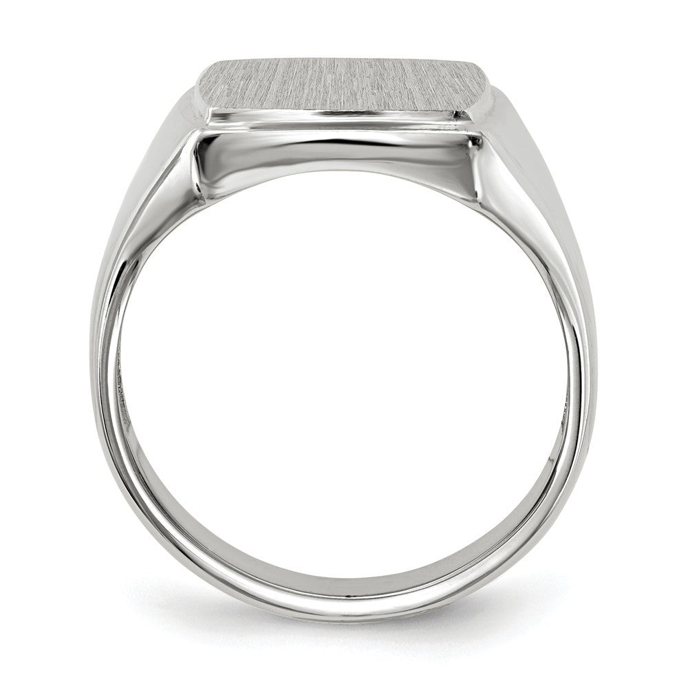 Open Back Square Top Signet Ring Custom Personalized with Free Engraving Available of Initials or Monogram in Solid 14K White Gold