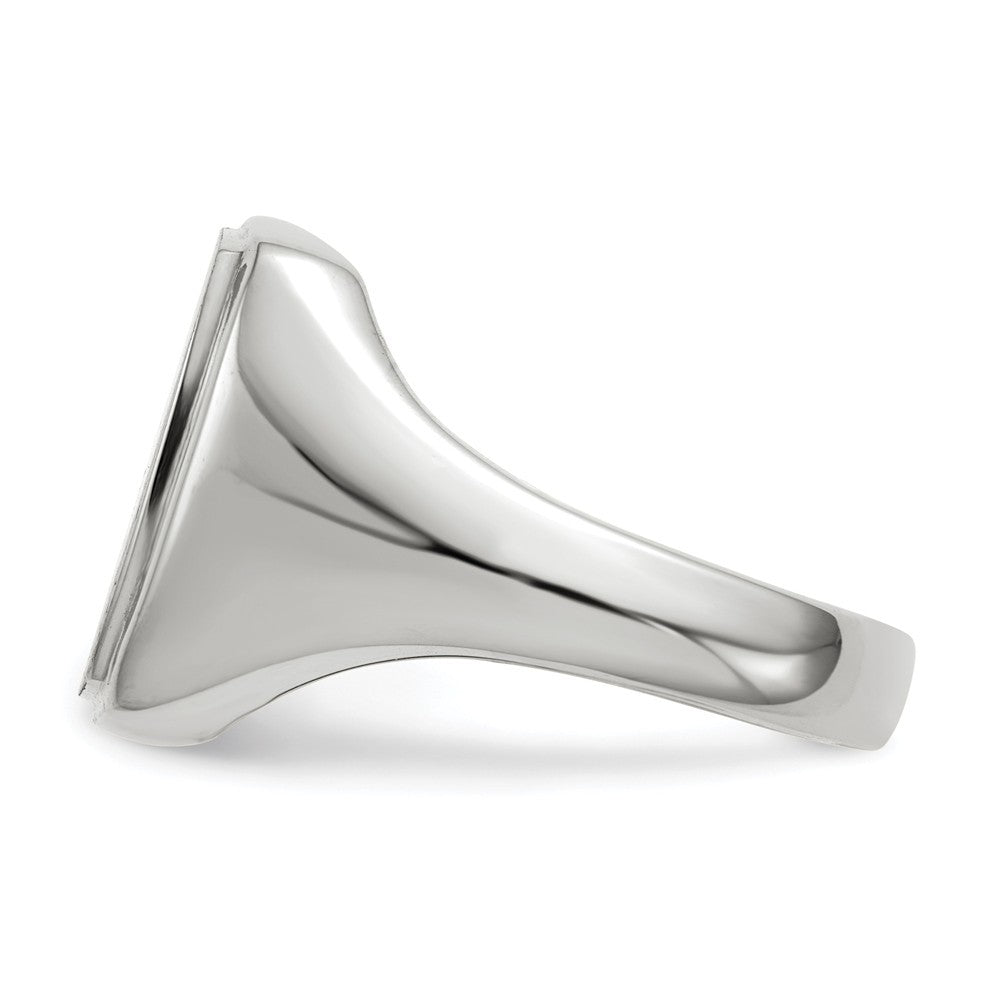 Open Back Square Top Signet Ring Custom Personalized with Free Engraving Available of Initials or Monogram in Solid 14K White Gold