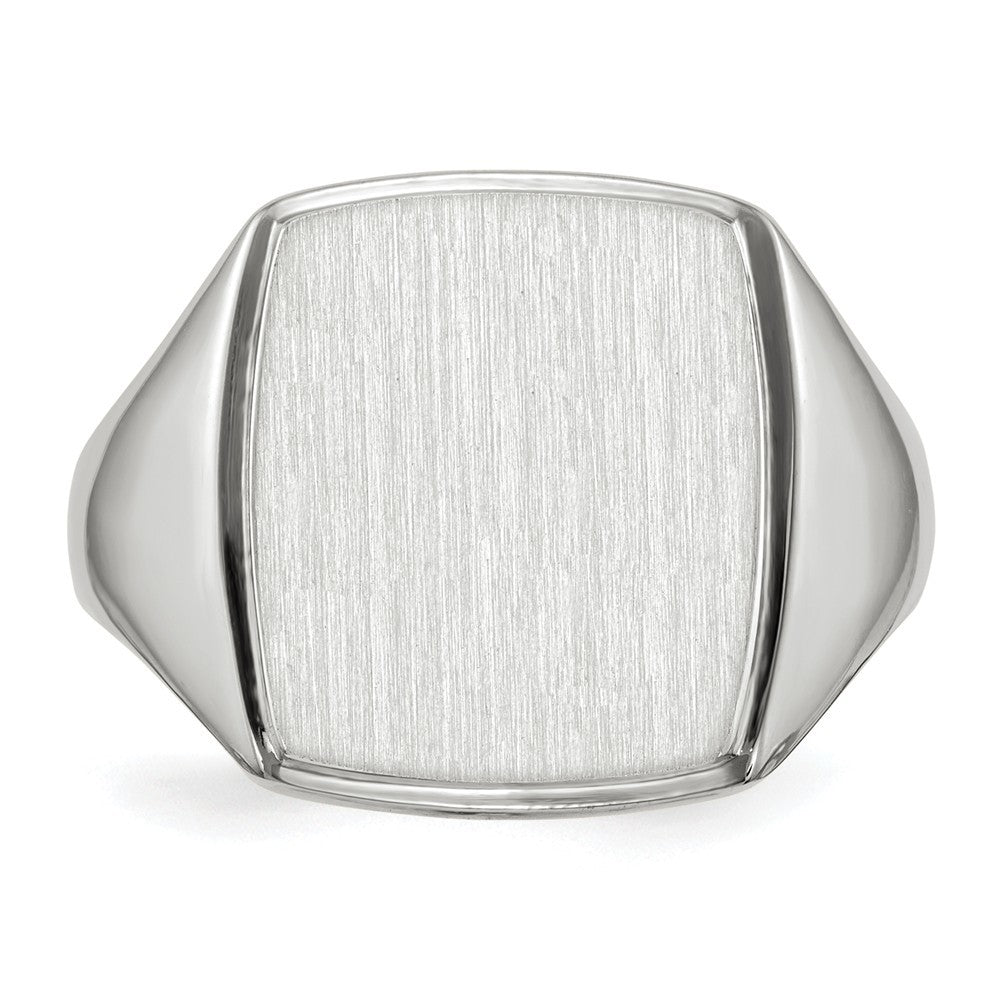 Open Back Square Top Signet Ring Custom Personalized with Free Engraving Available of Initials or Monogram in Solid 14K White Gold