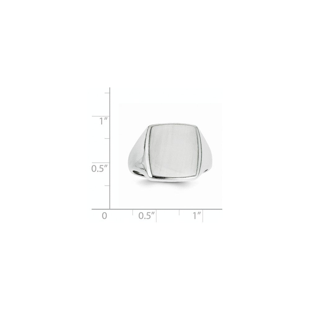 Open Back Square Top Signet Ring Custom Personalized with Free Engraving Available of Initials or Monogram in Solid 14K White Gold