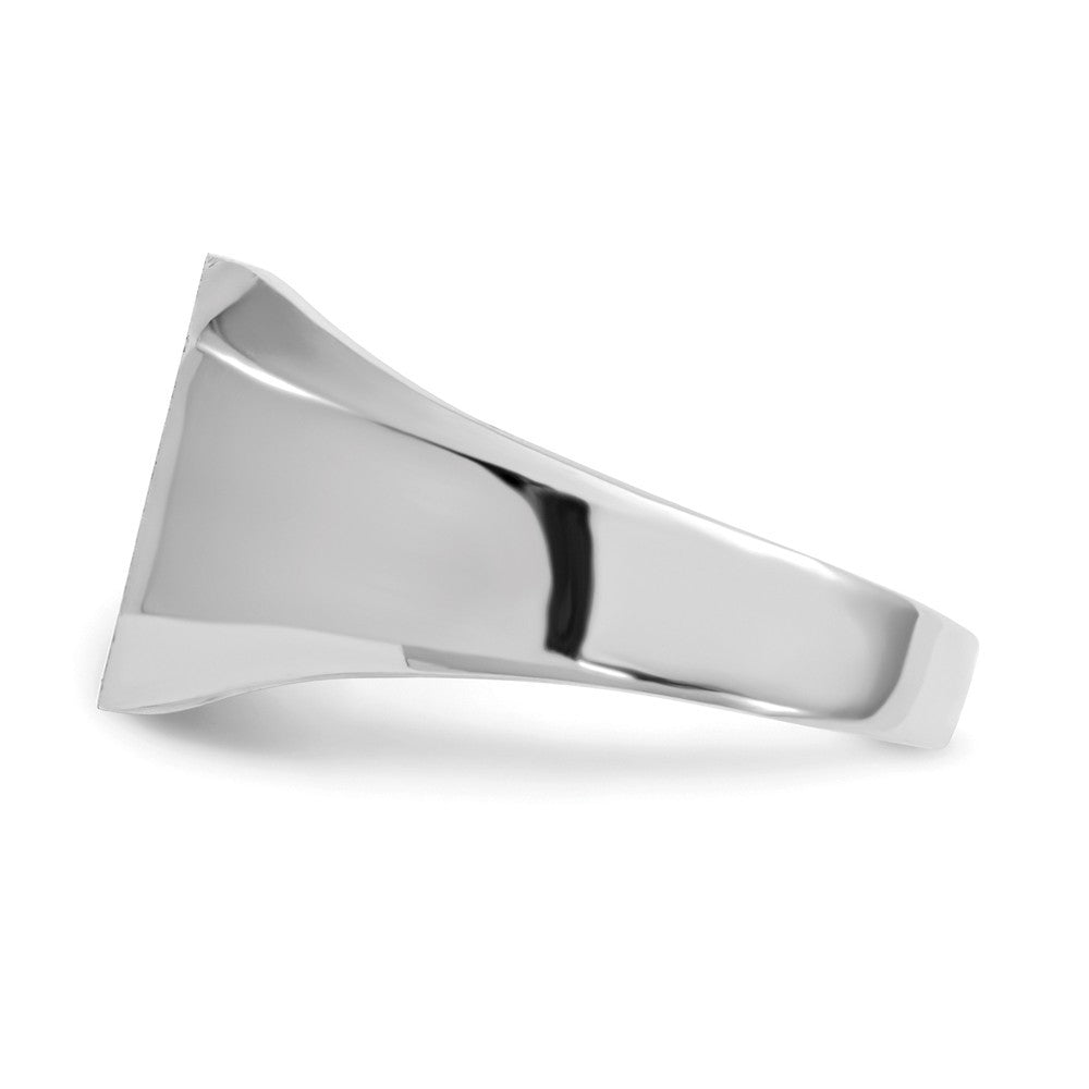 Open Back Mens Square Top Signet Ring Custom Personalized with Free Engraving Available of Initials or Monogram in Solid 14K White Gold