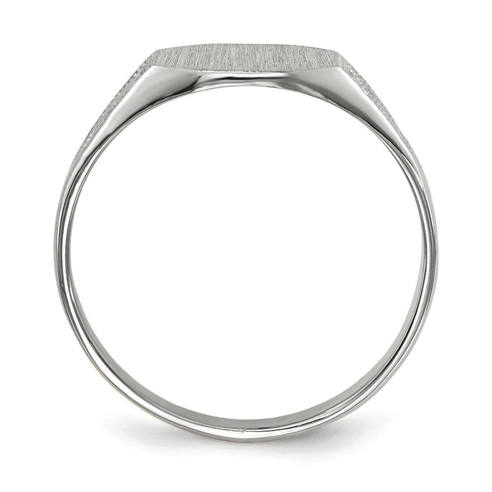 Closed Solid Back Signet Ring Rectangle Shape Custom Personalized with Free Engraving Available of Initials in Solid 14K White Gold