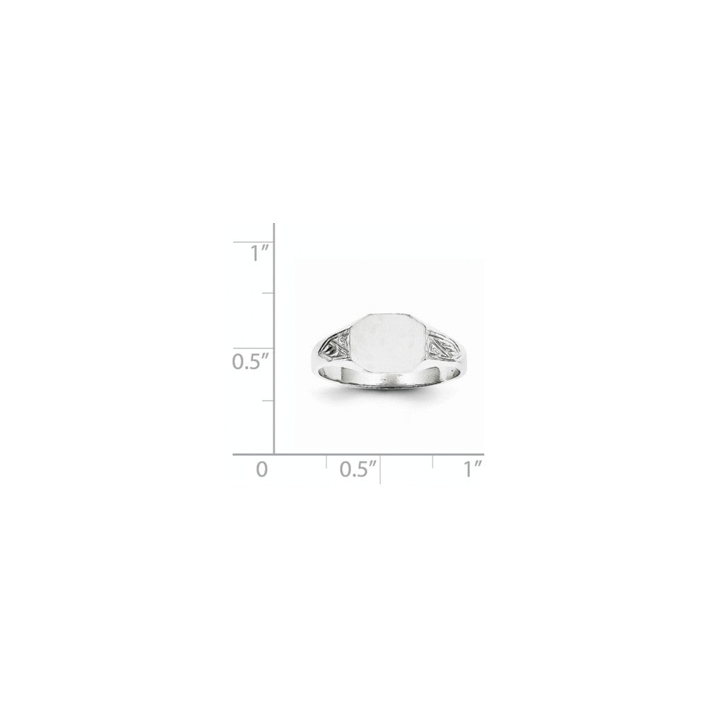 Closed Solid Back Signet Ring Rectangle Shape Custom Personalized with Free Engraving Available of Initials in Solid 14K White Gold