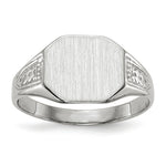 Load image into Gallery viewer, Closed Solid Back Signet Ring Rectangle Shape Custom Personalized with Free Engraving Available of Initials in Solid 14K White Gold
