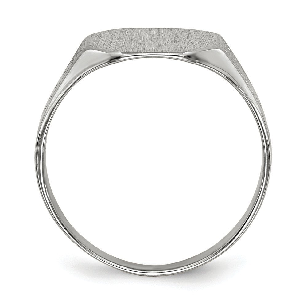 Closed Solid Back Signet Ring Rectangle Shape Custom Personalized with Free Engraving Available of Initials in Solid 14K White Gold