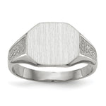 Load image into Gallery viewer, Closed Solid Back Signet Ring Rectangle Shape Custom Personalized with Free Engraving Available of Initials in Solid 14K White Gold
