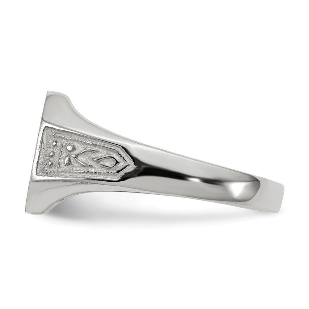 Closed Solid Back Signet Ring Rectangle Shape Custom Personalized with Free Engraving Available of Initials in Solid 14K White Gold