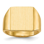 Load image into Gallery viewer, Open Back Mens Square Top Signet Ring Custom Personalized with Free Engraving Available of Initials or Monogram in Solid 14K Yellow Gold

