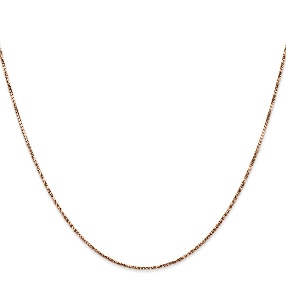 14K Yellow Gold Diamond-cut Rose Gold 1mm Spiga Chain Necklace  Length 16'' inches