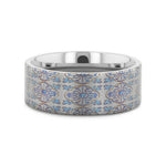 Load image into Gallery viewer, Mens Flat Titanium Engraved Cross Pattern Wedding Ring - 8mm Wide - Style name: SOLACE
