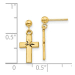 Load image into Gallery viewer, 14K Yellow Gold Satin &amp; Diamond -Cut Cross Earrings
