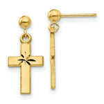 Load image into Gallery viewer, 14K Yellow Gold Satin &amp; Diamond -Cut Cross Earrings
