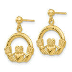 Load image into Gallery viewer, 14K Yellow Gold Dangling Claddagh Post Earrings
