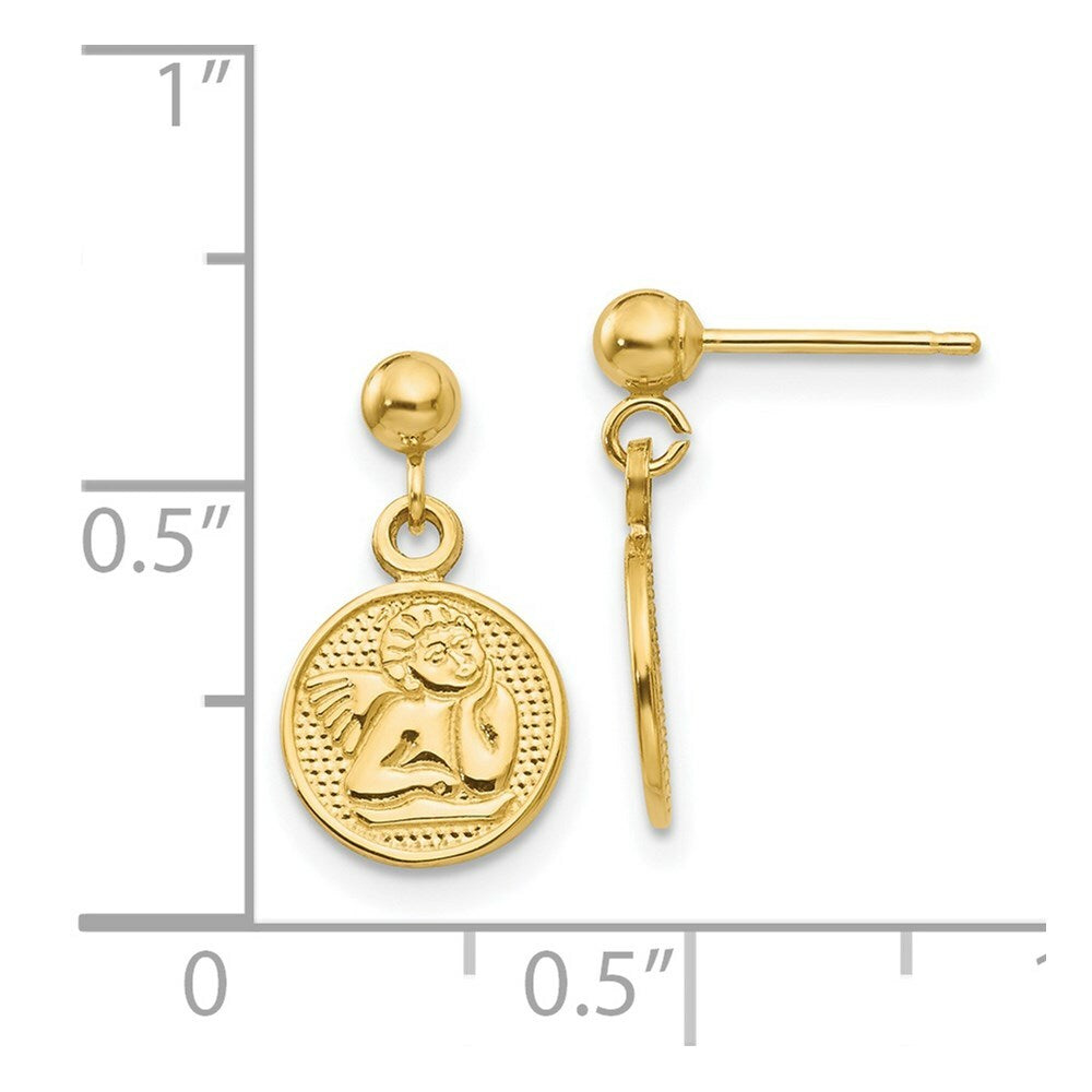 14K Yellow Gold Polished Raphael Angel Earrings