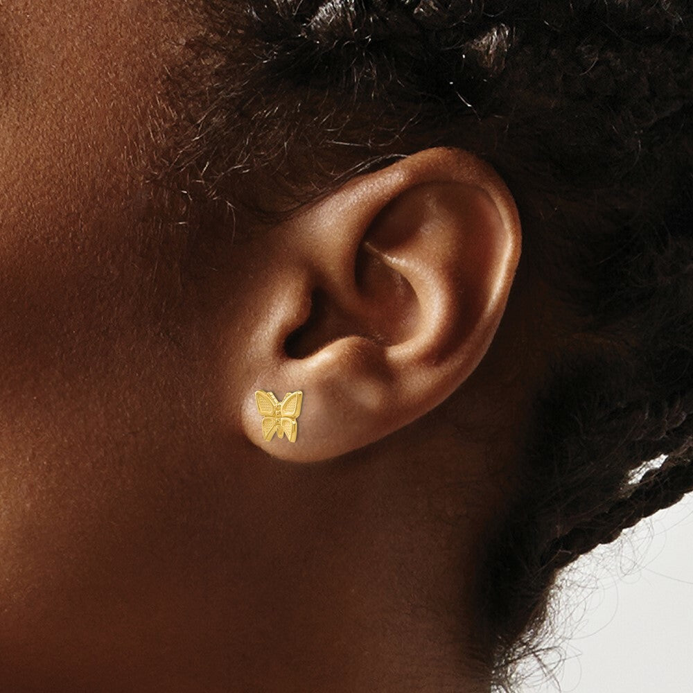 14K Yellow Gold Polished Butterfly Post Earrings