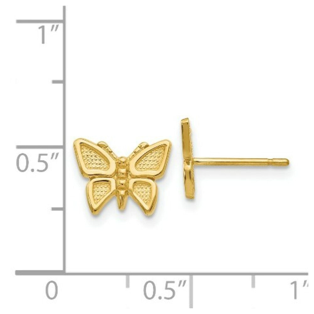 14K Yellow Gold Polished Butterfly Post Earrings