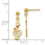 Load image into Gallery viewer, 14K Yellow Gold Polished &amp; Diamond-Cut Treble Clef Dangle Post Earrings
