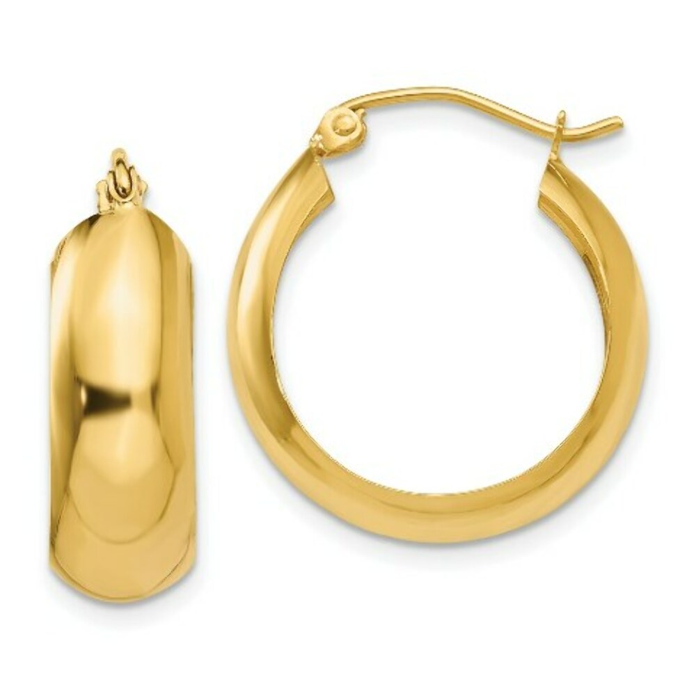 14K Yellow Gold Hoop Earrings  14mm length