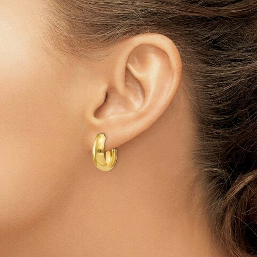 14K Yellow Gold Polished 6.5mm J-Hoop Earrings  24mm length