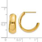 Load image into Gallery viewer, 14K Yellow Gold Polished 6.5mm J-Hoop Earrings  24mm length
