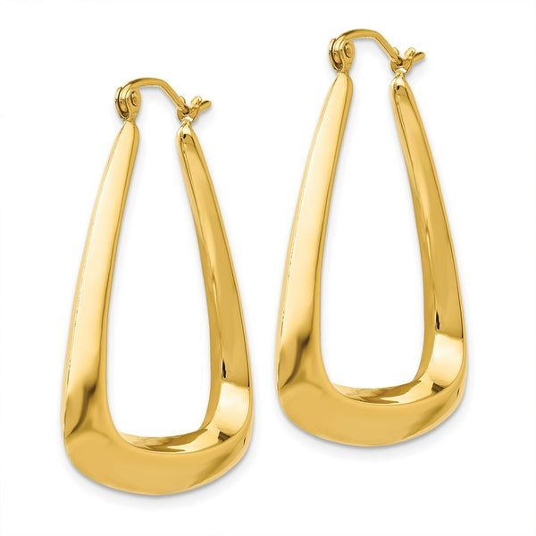 14K Yellow Gold Fancy Hoop Earrings  19mm length