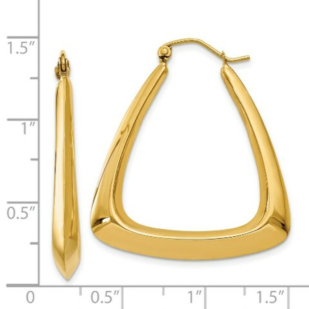 14K Yellow Gold Fancy Hoop Earrings  19mm length