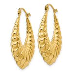 Load image into Gallery viewer, 14K Yellow Gold Polished Scalloped Hollow Hoop Earrings  14mm length
