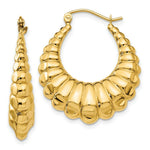 Load image into Gallery viewer, 14K Yellow Gold Polished Scalloped Hollow Hoop Earrings  14mm length
