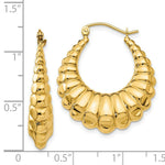 Load image into Gallery viewer, 14K Yellow Gold Polished Scalloped Hollow Hoop Earrings  14mm length
