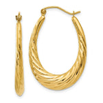 Load image into Gallery viewer, 14K Yellow Gold Polished Twisted Oval Hollow Hoop Earrings  16mm length
