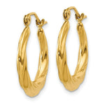 Load image into Gallery viewer, 14K Yellow Gold Polished Twisted Hollow Hoop Earrings  13mm length
