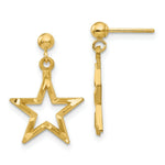 Load image into Gallery viewer, 14K Yellow Gold Polished &amp; Diamond-Cut Star Dangle Post Earrings
