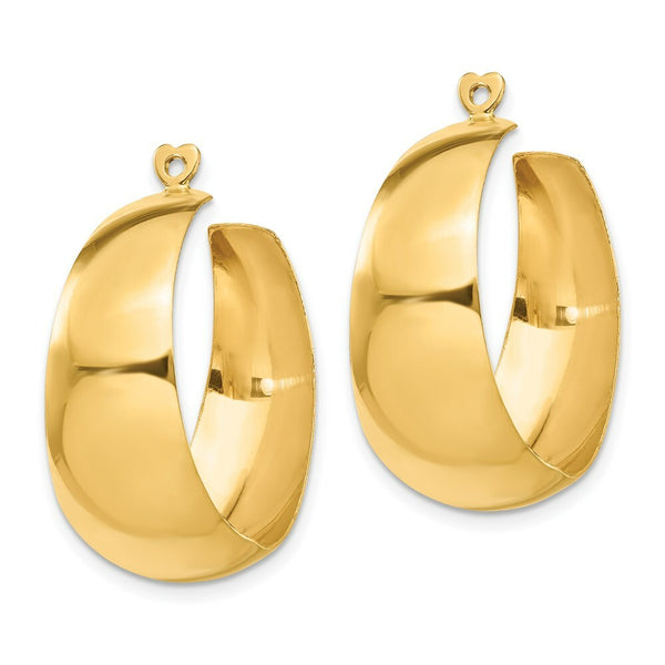 14K Yellow Gold Polished Hoop Earring Jackets 28mm length