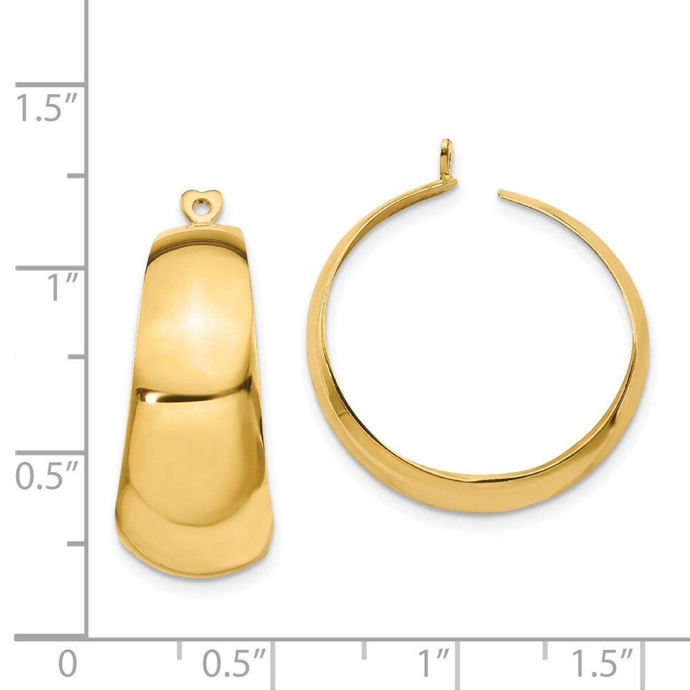 14K Yellow Gold Polished Hoop Earring Jackets 28mm length