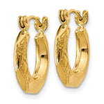 Load image into Gallery viewer, 14K Yellow Gold Polished Patterned Hollow Hoop Earrings  8mm length
