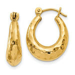 Load image into Gallery viewer, 14K Yellow Gold Hammered Fancy Hollow Hoop Earrings  9mm length
