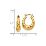 Load image into Gallery viewer, 14K Yellow Gold Hammered Fancy Hollow Hoop Earrings  9mm length
