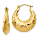 Load image into Gallery viewer, 14K Yellow Gold Hammered Fancy Hollow Hoop Earrings  11mm length
