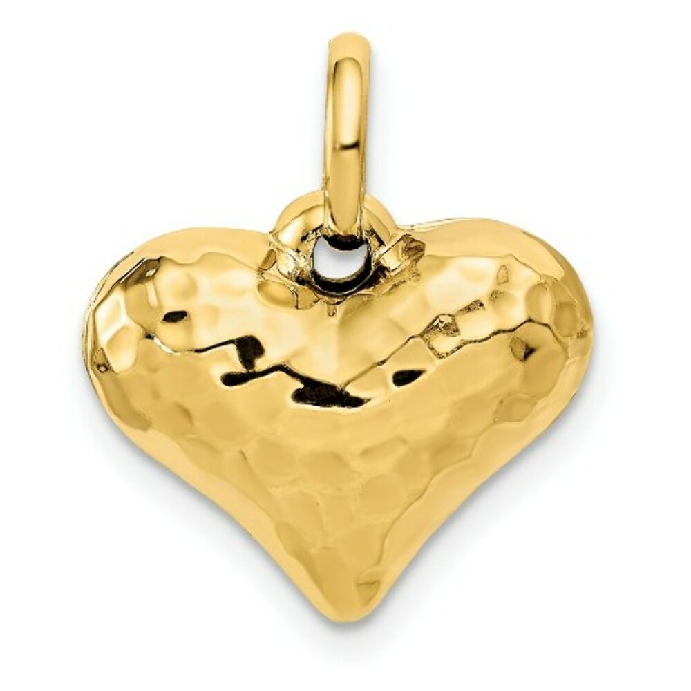 14K Yellow Gold Faceted Puffed Heart Pendant