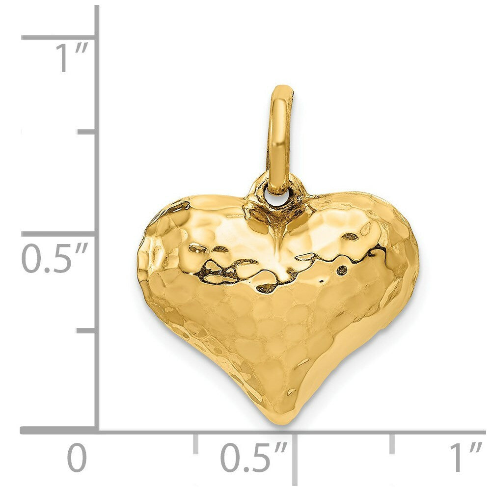 14K Yellow Gold Faceted Puffed Heart Pendant