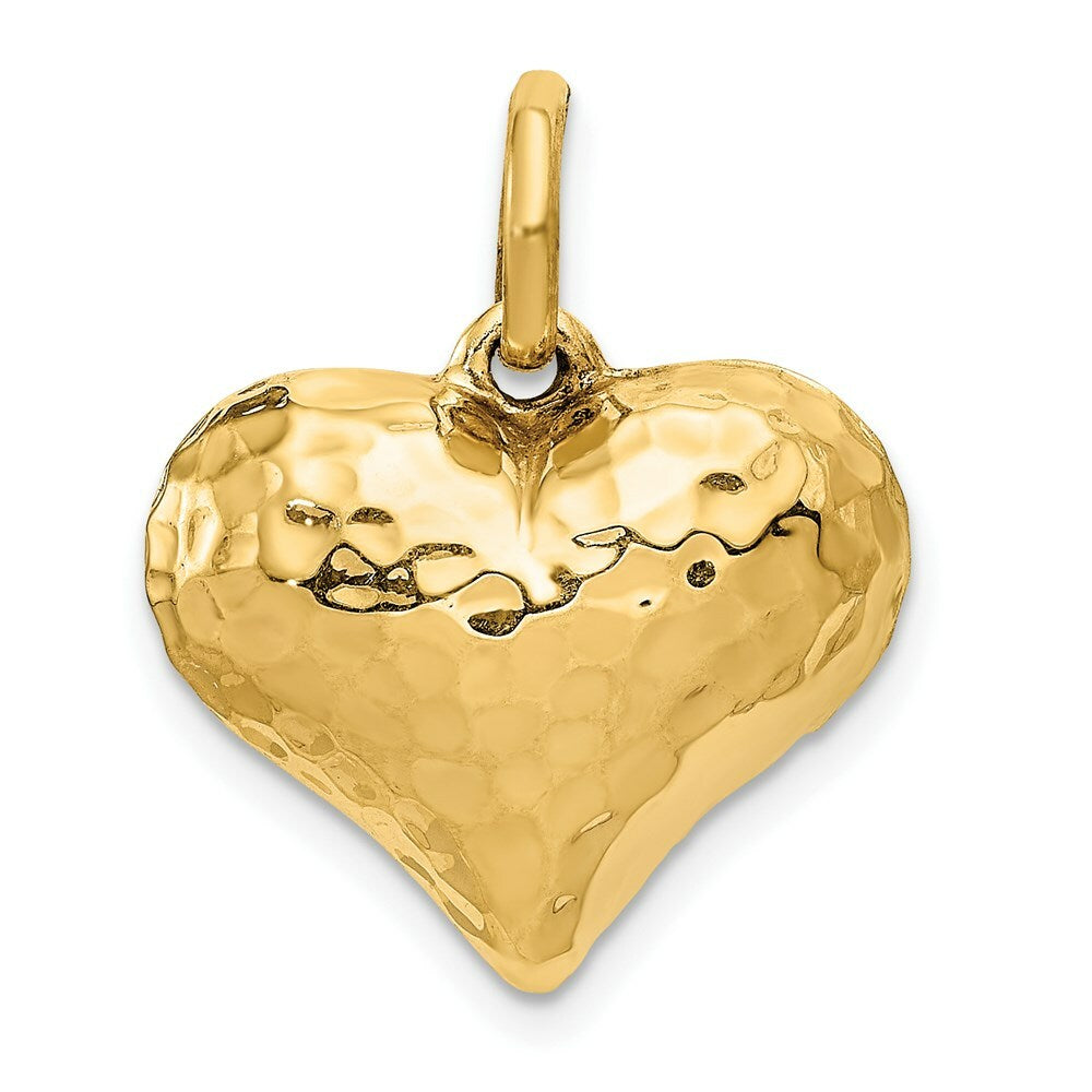 14K Yellow Gold Faceted Puffed Heart Pendant